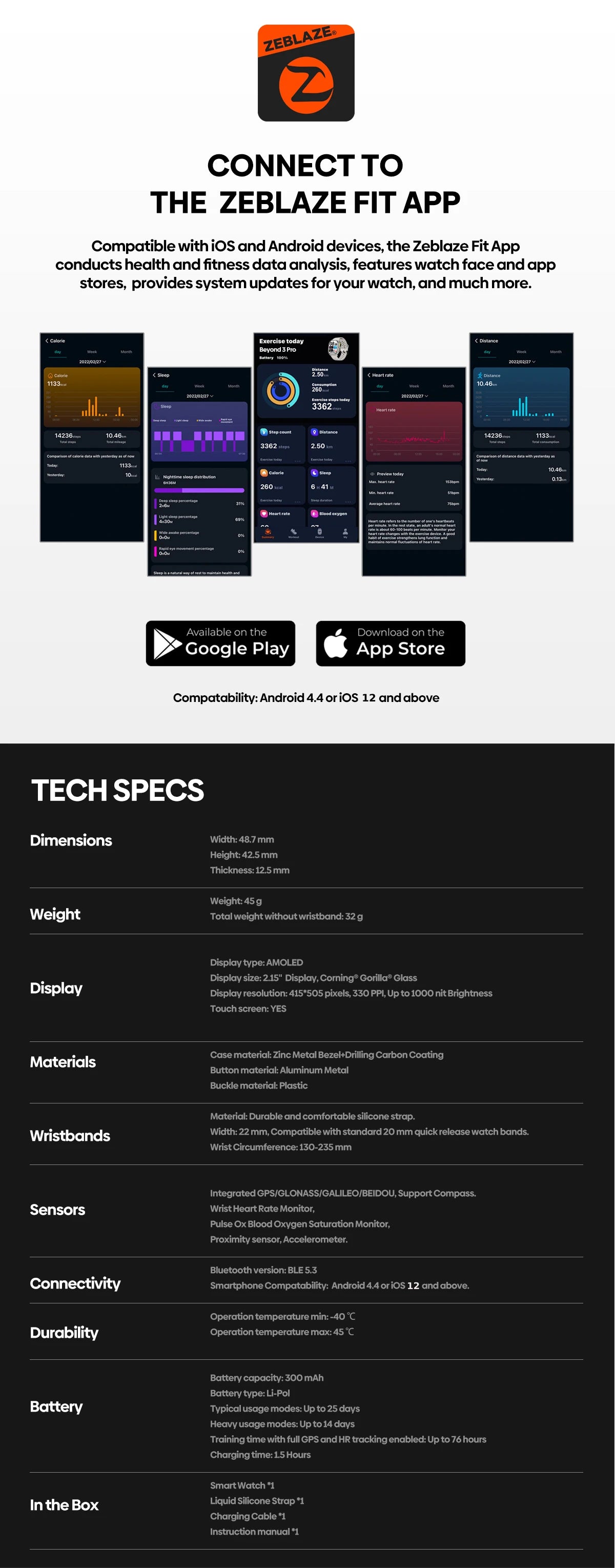Smartwatch ZEBLAZE Beyond 3 Pro - AMOLED, GPS, STRAVA, Monitorização Completa de Saúde e Tracking Desportivo Smartwatch ZEBLAZE Beyond 3 Pro - AMOLED, GPS, STRAVA, Monitorização Completa de Saúde e Tracking Desportivo
